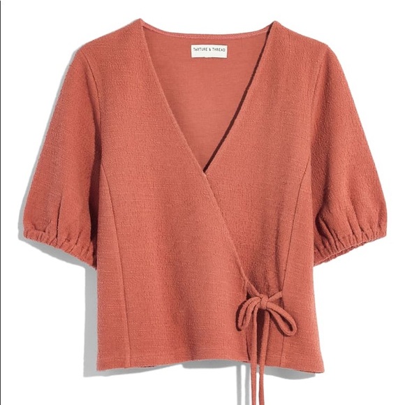 Madewell Texture and Thread Puff Sleeved Wrap Top - Picture 3 of 6